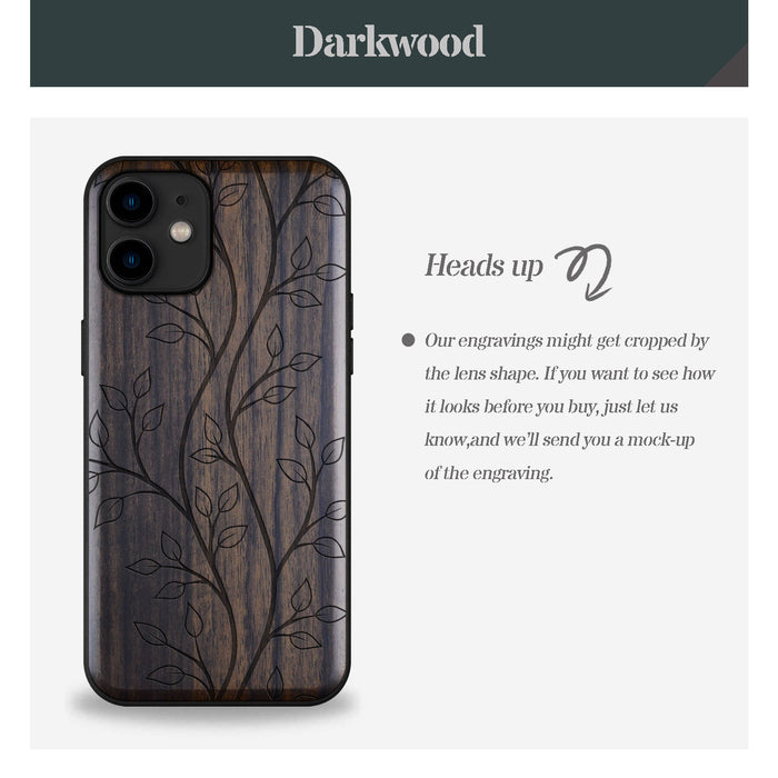 The Essence of Foliage, Classic Engraved Wood & TPU Case - Artisanal Cover for Apple iPhone