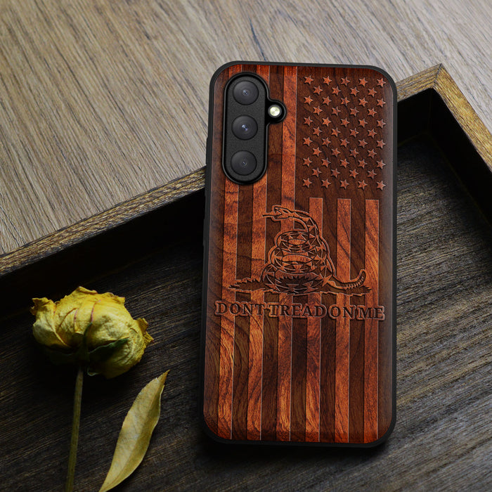 Gadsden and the American Flag, Classic Engraved Wood & TPU Case - Artisanal Cover for Samsung Galaxy