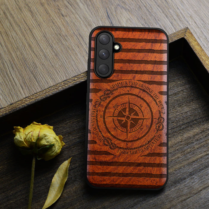 Charting the Course, Classic Engraved Wood & TPU Case - Artisanal Cover for Samsung Galaxy