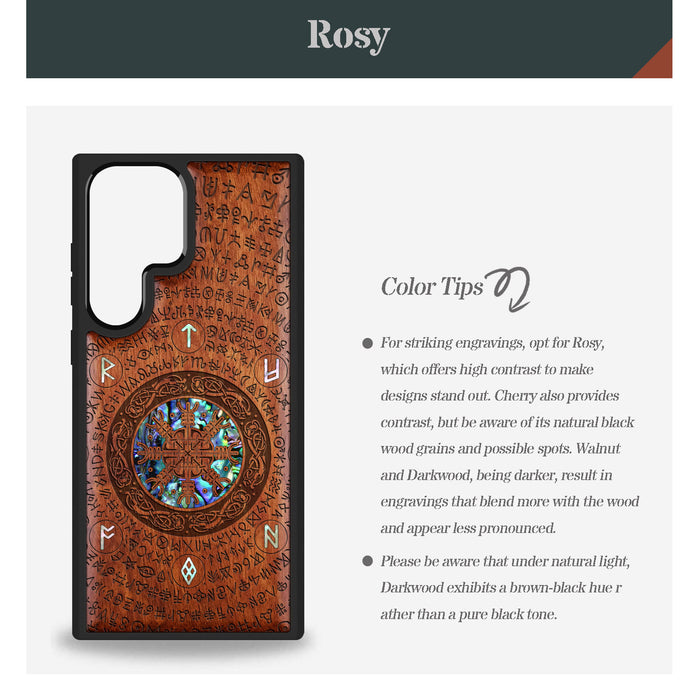 The Shield of Dragons and Awe Hand-Inlaid Wood & Mother of Pearl Case Samsung Galaxy Artisanal Case View