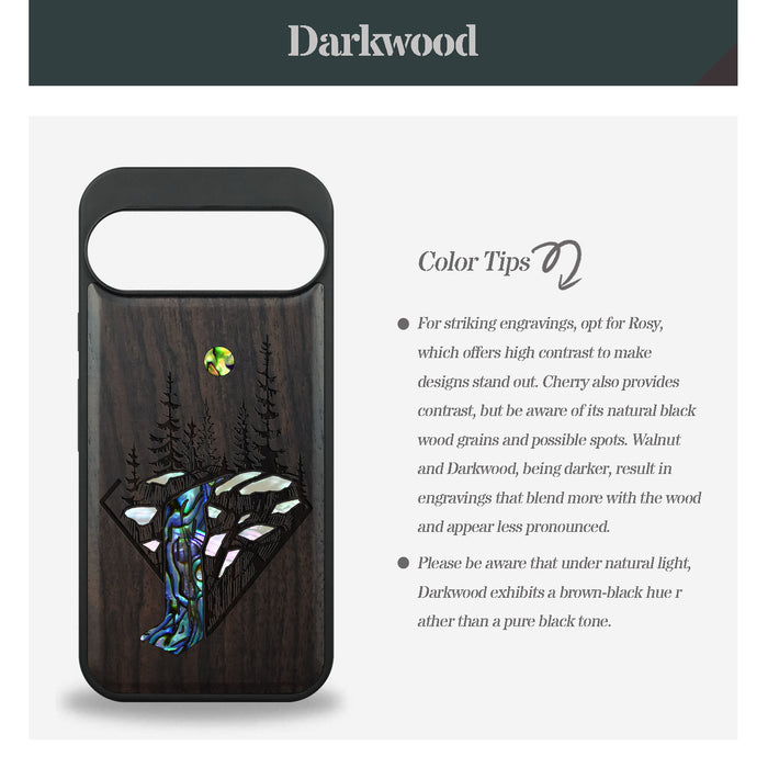 The Floating Forest and Waterfall, Hand-Inlaid Wood & Mother of Pearl Case - Artisanal Cover for Google Pixel