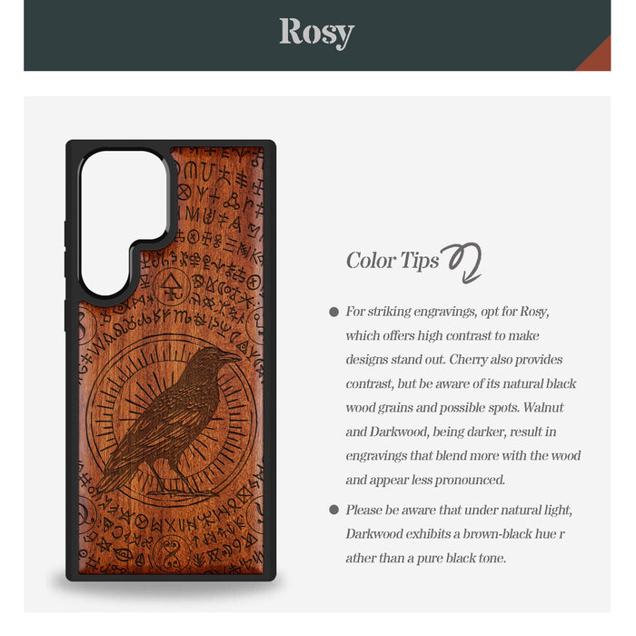 The Haloed Crow Classic Engraved Wood & TPU Case Samsung Galaxy Artisanal Case View