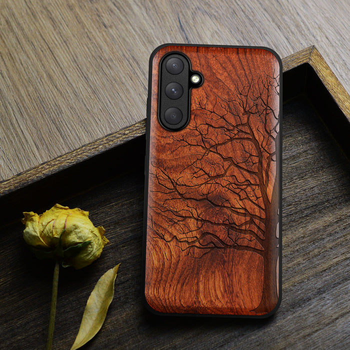 The Bare Tree, Classic Engraved Wood & TPU Case - Artisanal Cover for Samsung Galaxy