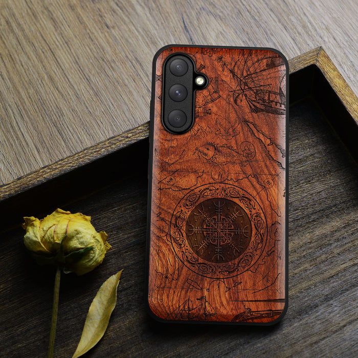 Legacy of the North, Classic Engraved Wood & TPU Case - Artisanal Cover for Samsung Galaxy