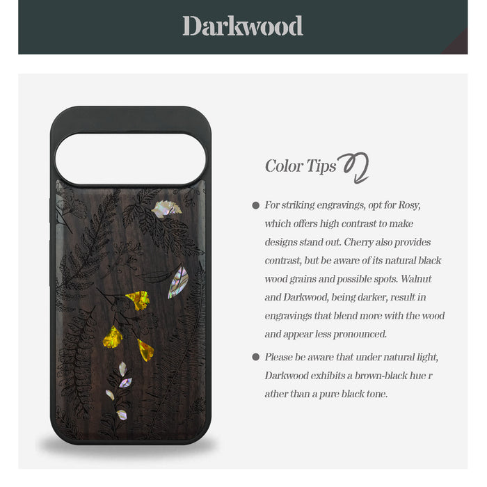 Enchanted Florals, Hand-Inlaid Wood & Mother of Pearl Case - Artisanal Cover for Google Pixel