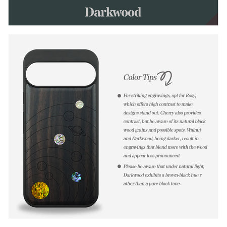Solar System Simplicity Hand-Inlaid Wood & Mother of Pearl Case Google Pixel Artisanal Case View