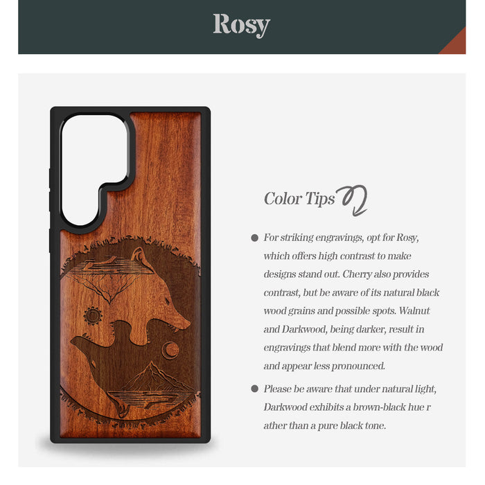 Yin-Yang Wolf Classic Engraved Wood & TPU Case Samsung Galaxy Artisanal Case View