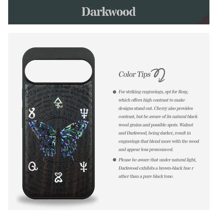 The Papilio Machaon Butterfly, Hand-Inlaid Wood & Mother of Pearl Case - Artisanal Cover for Google Pixel
