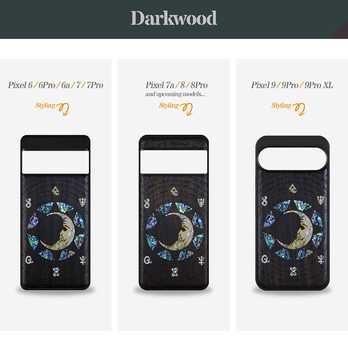 A Manuscript Enigma, Hand-Inlaid Wood & Mother of Pearl Case - Artisanal Cover for Google Pixel