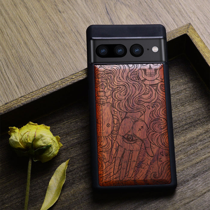 Handlesekunst, Classic Engraved Wood & TPU Case - Artisanal Cover for Google Pixel