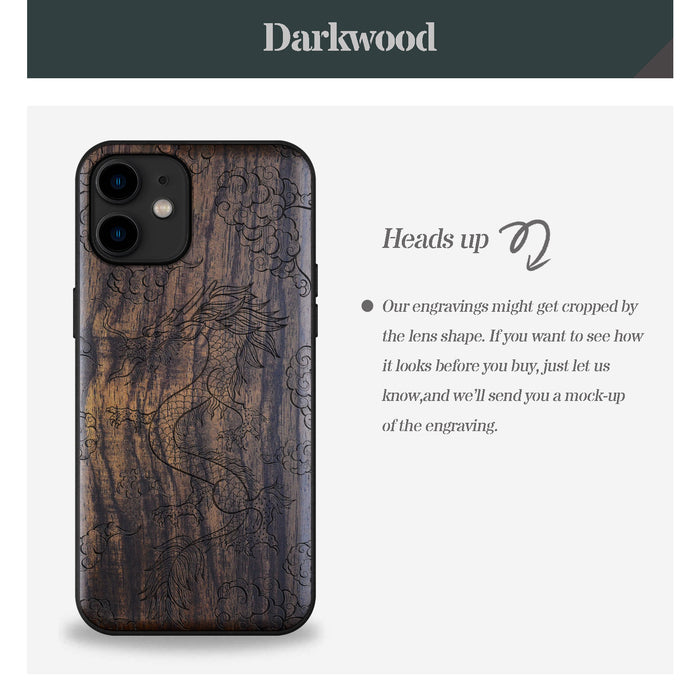 The Dragon's Ascent, Classic Engraved Wood & TPU Case - Artisanal Cover for Apple iPhone