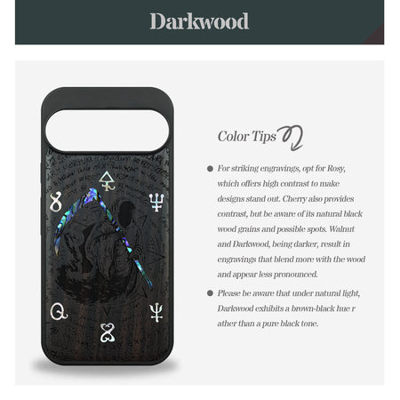 The Reaper's Scythe Hand-Inlaid Wood & Mother of Pearl Case Google Pixel Artisanal Case View