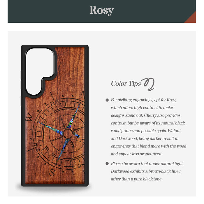 The Incomplete Compass Hand-Inlaid Wood & Mother of Pearl Case Samsung Galaxy Artisanal Case View