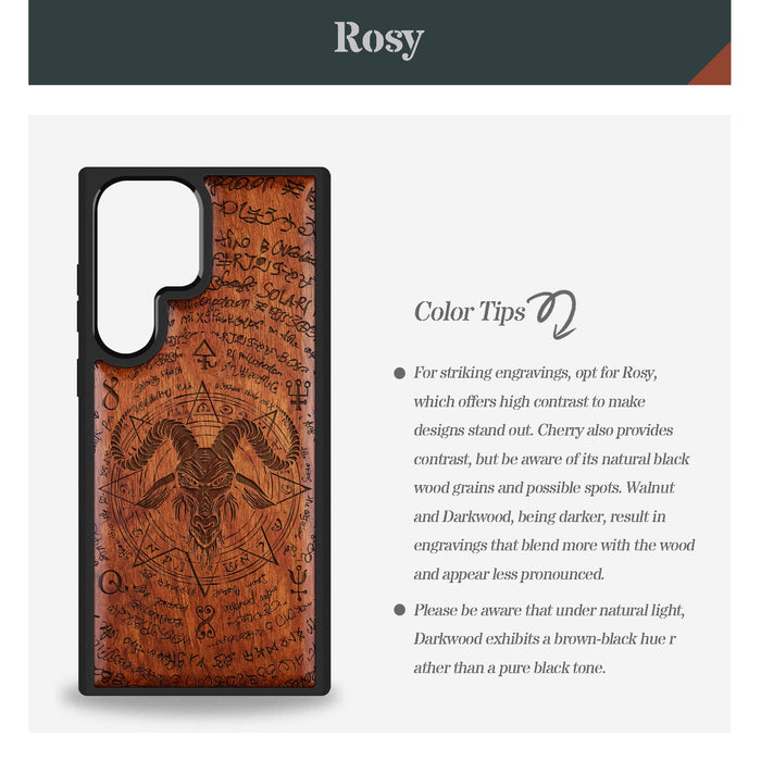 The Horned Goat in Octagonal Star Classic Engraved Wood & TPU Case Samsung Galaxy Artisanal Case View