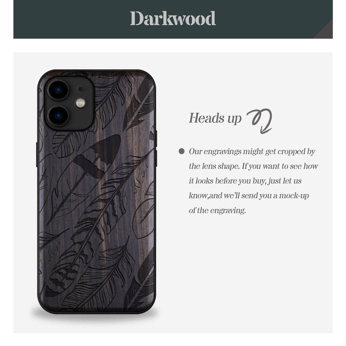 The Feathered Array, Classic Engraved Wood & TPU Case - Artisanal Cover for Apple iPhone