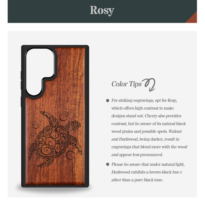 Maori Turtle, Classic Engraved Wood & TPU Case - Artisanal Cover for Samsung Galaxy
