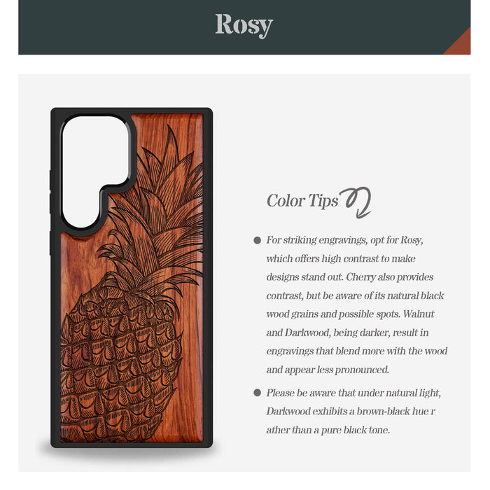 The Pineapple Fruit Design Classic Engraved Wood & TPU Case Samsung Galaxy Artisanal Case View