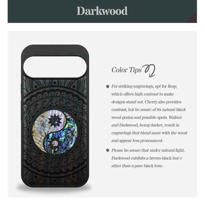 The Yin Yang Paisley, Hand-Inlaid Wood & Mother of Pearl Case - Artisanal Cover for Google Pixel