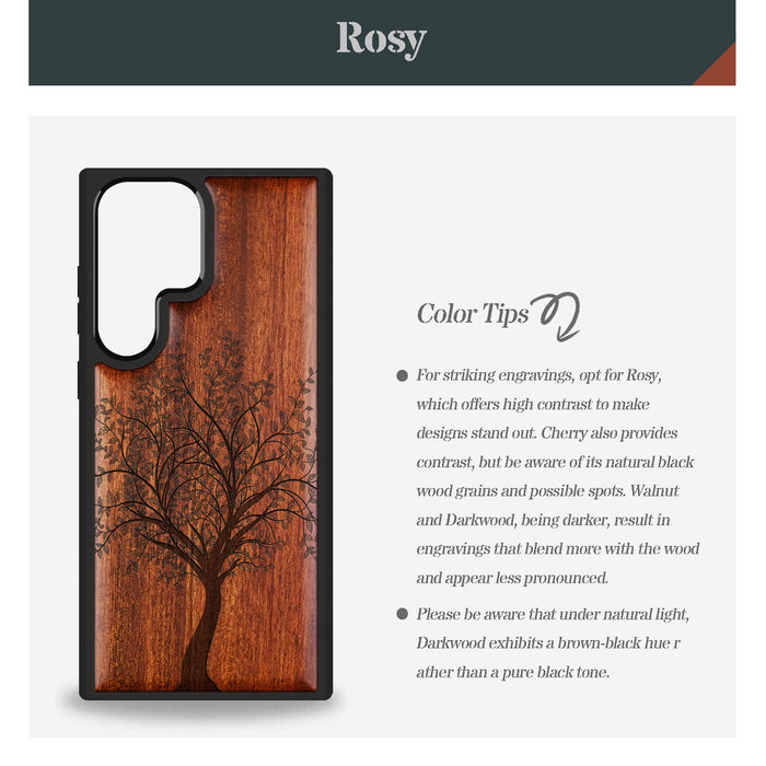 Line Tree Classic Engraved Wood & TPU Case Samsung Galaxy Artisanal Case View