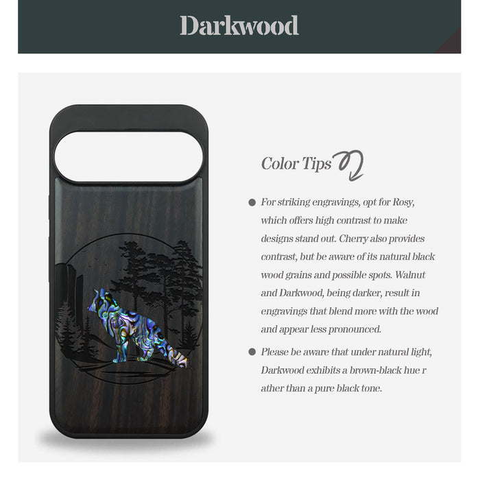 A Journey Through the Forest, Hand-Inlaid Wood & Mother of Pearl Case - Artisanal Cover for Google Pixel