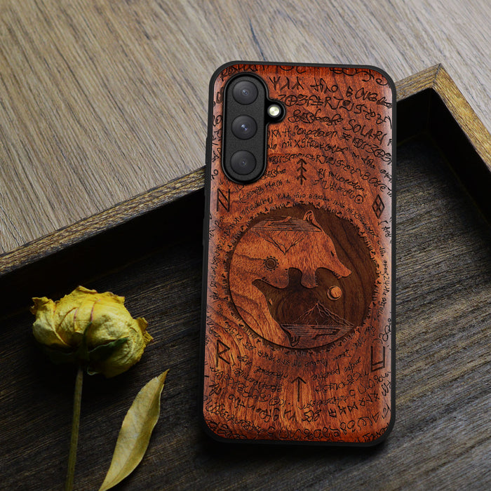 A Yin-Yang Journey, Classic Engraved Wood & TPU Case - Artisanal Cover for Samsung Galaxy