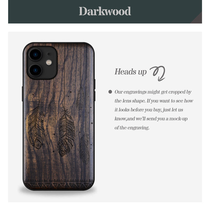 The Feathered Tapestry, Classic Engraved Wood & TPU Case - Artisanal Cover for Apple iPhone