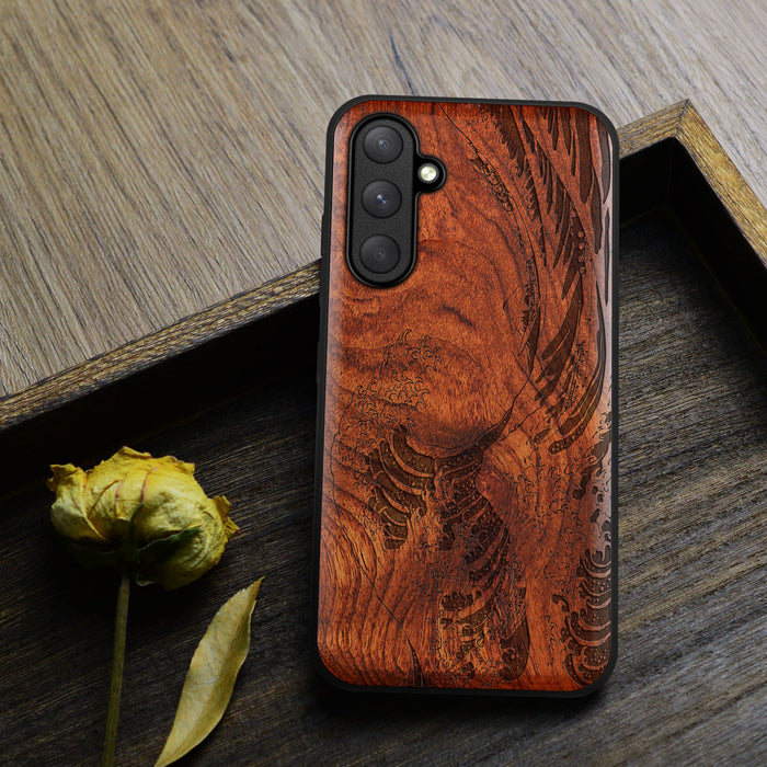 The Great Wave off Kanagawa, Classic Engraved Wood & TPU Case - Artisanal Cover for Samsung Galaxy