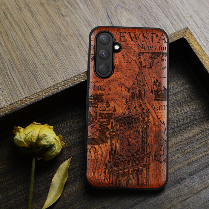 Timeless Legacy, Classic Engraved Wood & TPU Case - Artisanal Cover for Samsung Galaxy