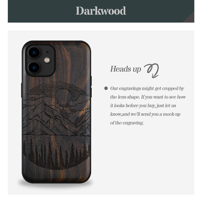 A Captivating Landscape Painting, Classic Engraved Wood & TPU Case - Artisanal Cover for Apple iPhone