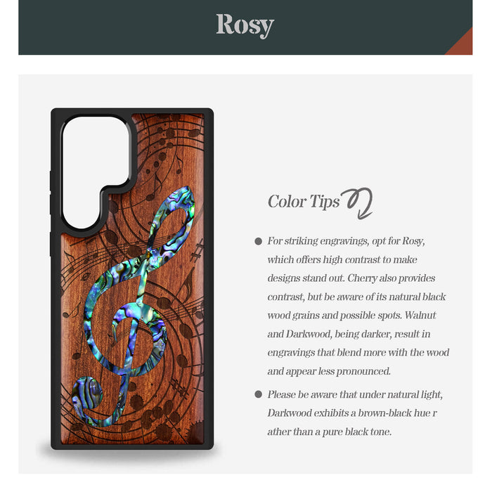 The Grand Clef and Musical Notes. Hand-Inlaid Wood & Mother of Pearl Case Samsung Galaxy Artisanal Case View