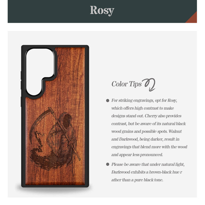 The Grim Reaper, Classic Engraved Wood & TPU Case - Artisanal Cover for Samsung Galaxy