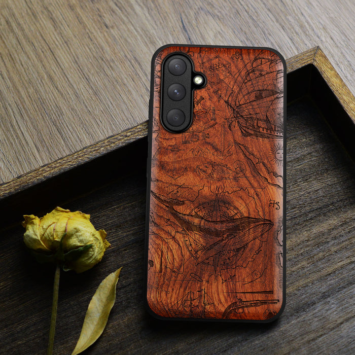 The Spirit of Discovery, Classic Engraved Wood & TPU Case - Artisanal Cover for Samsung Galaxy