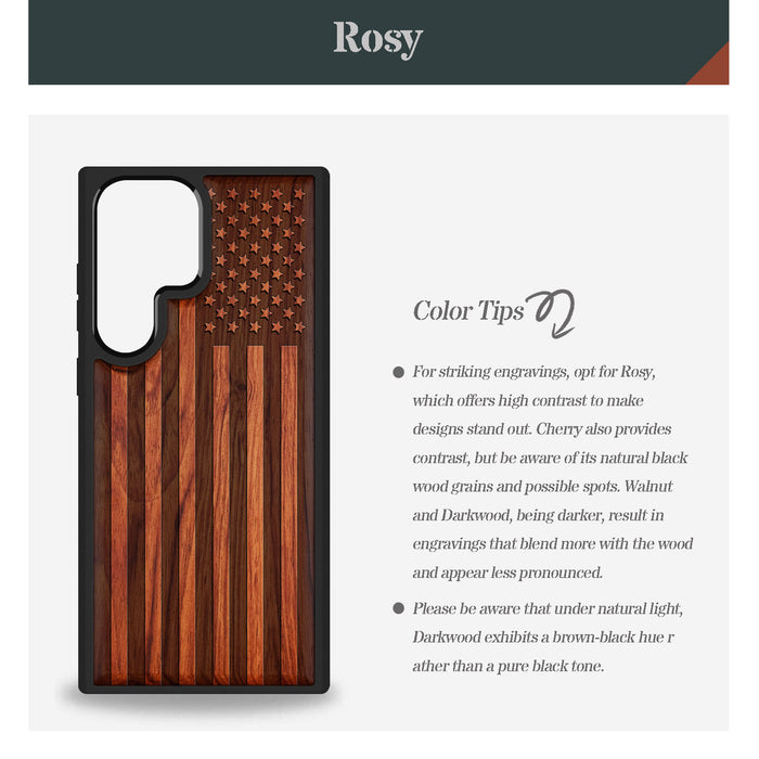 The Classic American Flag Classic Engraved Wood & TPU Case Samsung Galaxy Artisanal Case View