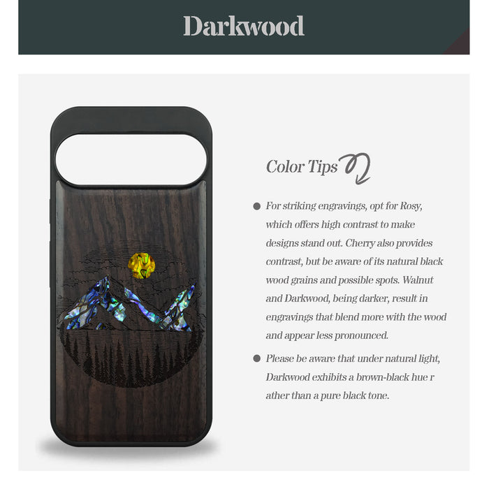 A Captivating Landscape Painting, Hand-Inlaid Wood & Mother of Pearl Case - Artisanal Cover for Google Pixel