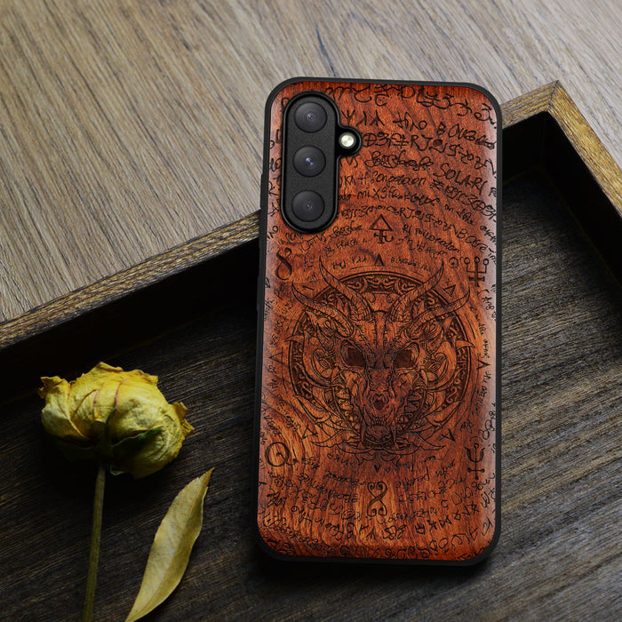 Dragon's Destiny, Classic Engraved Wood & TPU Case - Artisanal Cover for Samsung Galaxy