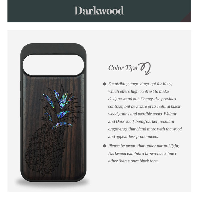 The Pineapple Fruit Design, Hand-Inlaid Wood & Mother of Pearl Case - Artisanal Cover for Google Pixel