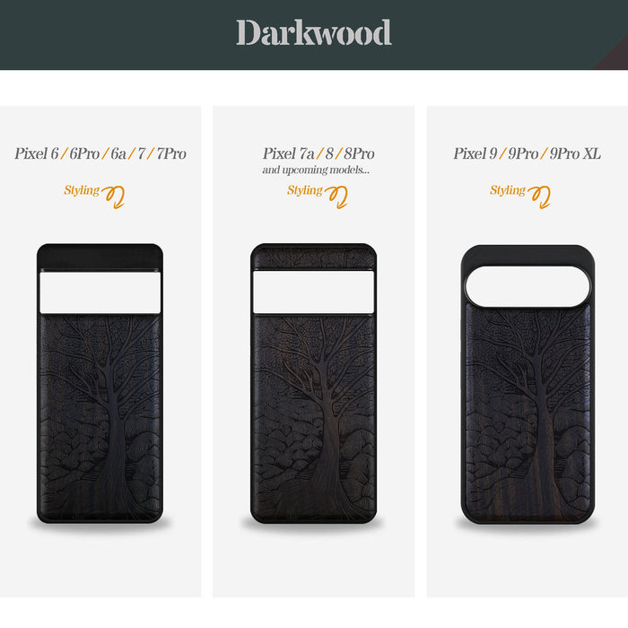 The Lino Print Tree, Classic Engraved Wood & TPU Case - Artisanal Cover for Google Pixel