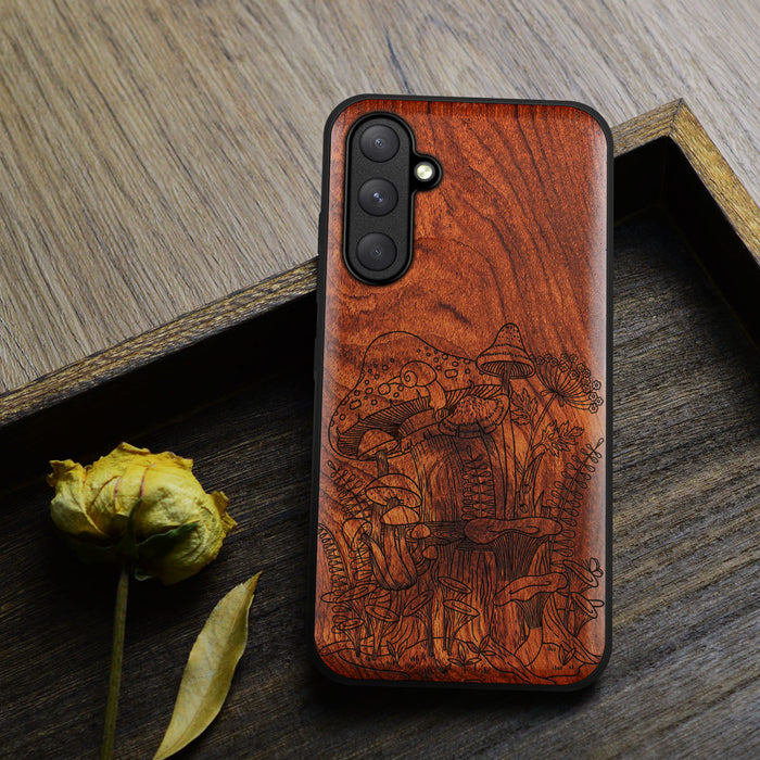 Mystical Forest, Classic Engraved Wood & TPU Case - Artisanal Cover for Samsung Galaxy