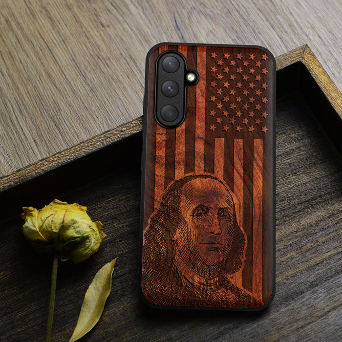 Enduring Vision, Classic Engraved Wood & TPU Case - Artisanal Cover for Samsung Galaxy