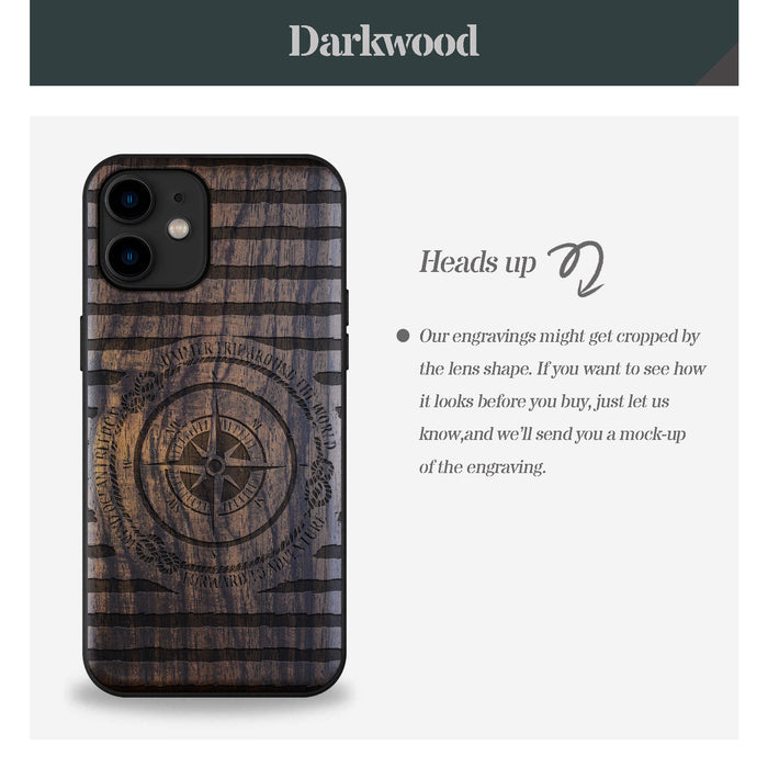 Charting the Course, Classic Engraved Wood & TPU Case - Artisanal Cover for Apple iPhone