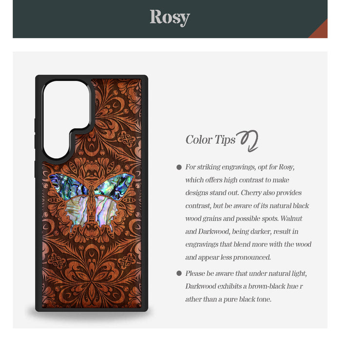 The Wonder, Hand-Inlaid Wood & Mother of Pearl Case - Artisanal Cover for Samsung Galaxy