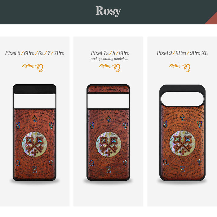 A Heraldic Enigma, Hand-Inlaid Wood & Mother of Pearl Case - Artisanal Cover for Google Pixel