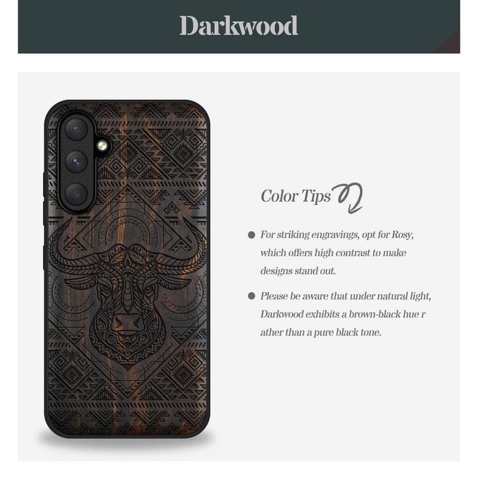 The Sacred Bovine, Classic Engraved Wood & TPU Case - Artisanal Cover for Samsung Galaxy