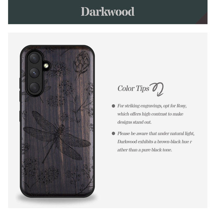 The Dragonfly Dance, Classic Engraved Wood & TPU Case - Artisanal Cover for Samsung Galaxy