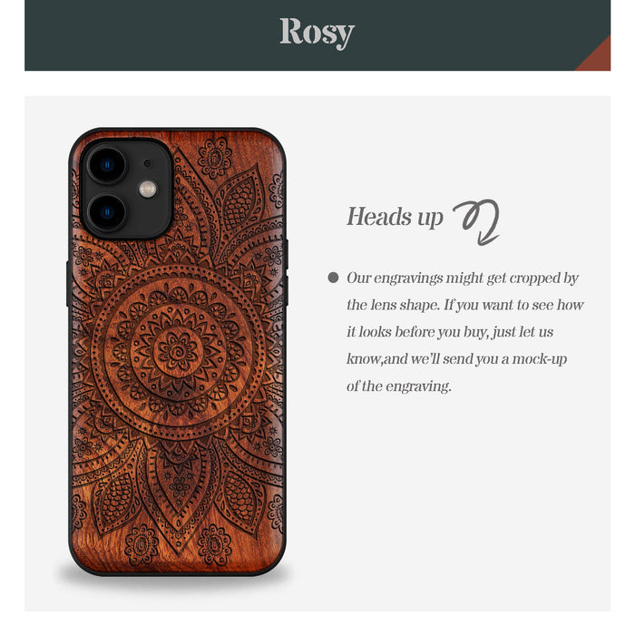 The Indian Floral Mandala, Classic Engraved Wood & TPU Case - Artisanal Cover for Apple iPhone