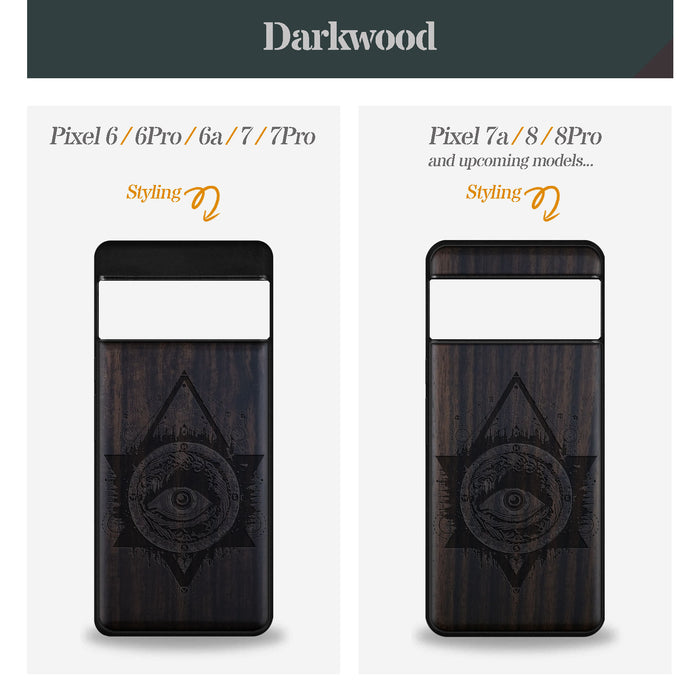 Storm Eye, Classic Engraved Wood & TPU Case - Artisanal Cover for Google Pixel