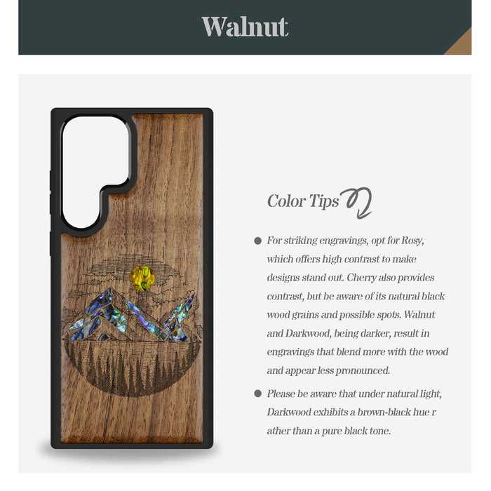 A Captivating Landscape Painting, Hand-Inlaid Wood & Mother of Pearl Case - Artisanal Cover for Samsung Galaxy
