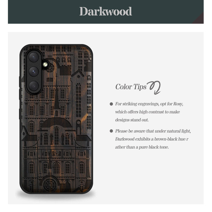 Urban Elegance, Classic Engraved Wood & TPU Case - Artisanal Cover for Samsung Galaxy