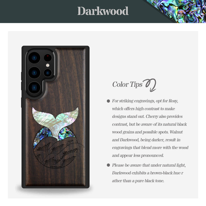 The Whale's Tail, Hand-Inlaid Wood & Mother of Pearl Case - Artisanal Cover for Samsung Galaxy