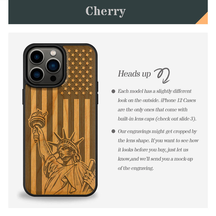 Classic Engraved Wood & TPU Case - Artisanal Cover for Apple iPhone